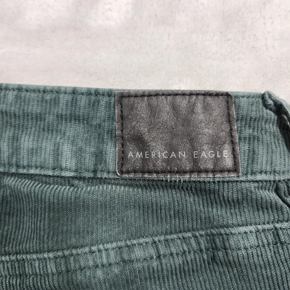 American Eagle Jeans Womens 2‎ Green Stretch Corduroy High Rise Mom Straight Leg